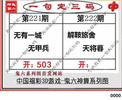 23222期: 福彩3D鬼六神算图