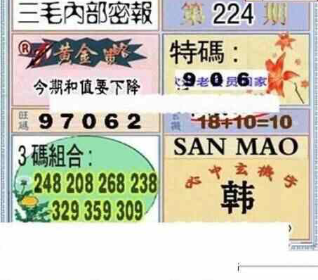 23224期: 三毛3D精品图谜