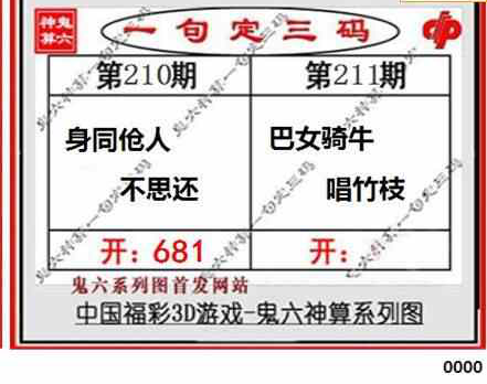 23211期: 福彩3D鬼六神算图