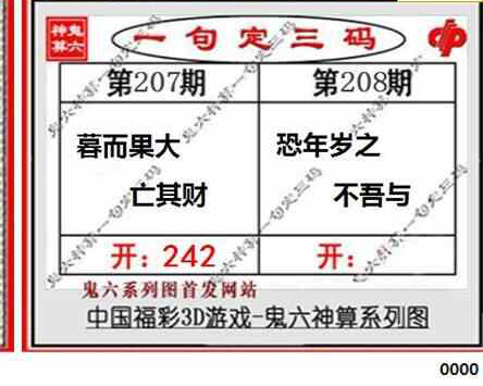 23208期: 福彩3D鬼六神算图