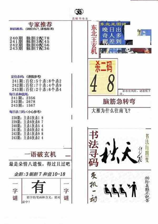 23243期: 福彩3D全套图版参考