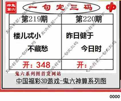 23220期: 福彩3D鬼六神算图