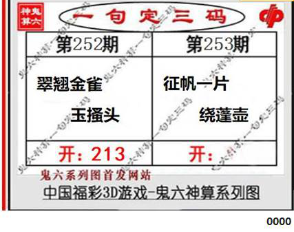 23253期: 福彩3D鬼六神算图