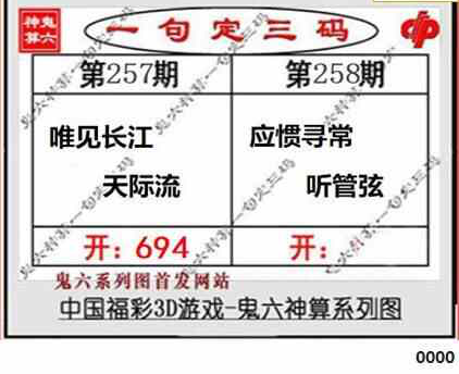 23258期: 福彩3D鬼六神算图