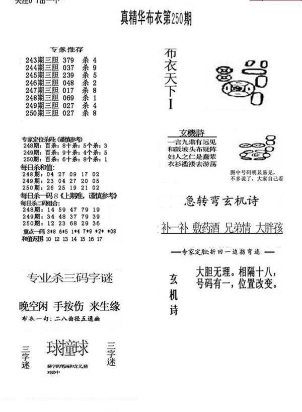 23250期: 福彩3D全套图版参考