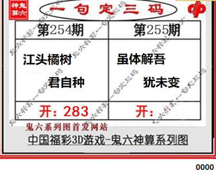 23255期: 福彩3D鬼六神算图