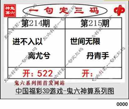 23215期: 福彩3D鬼六神算图