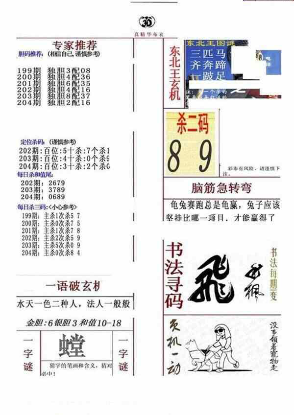 23204期: 福彩3D全套图版参考