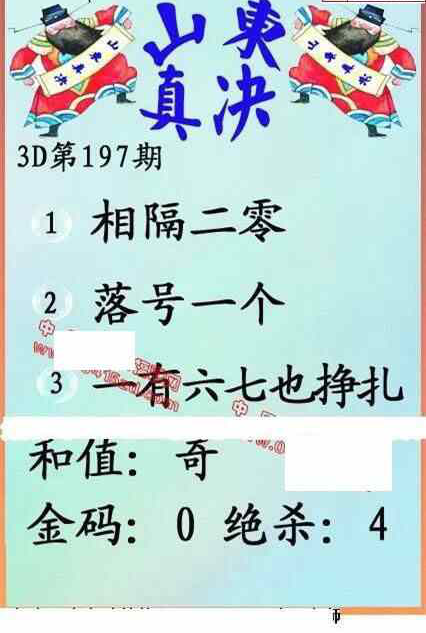 23197期: 福彩3D丹东全图分析