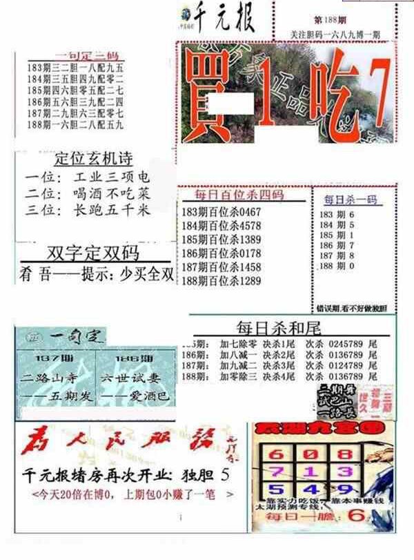 23188期: 福彩3D全套图版参考