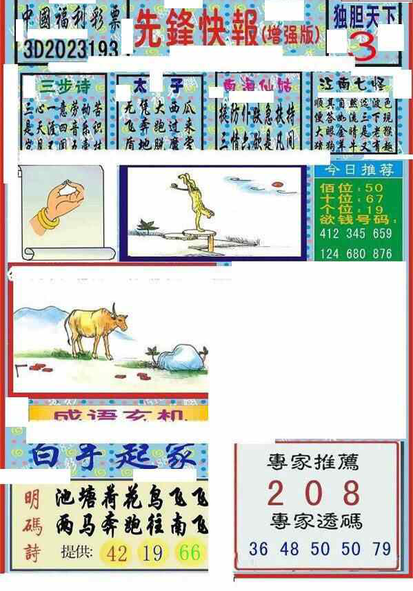 23193期: 福彩3D丹东全图分析