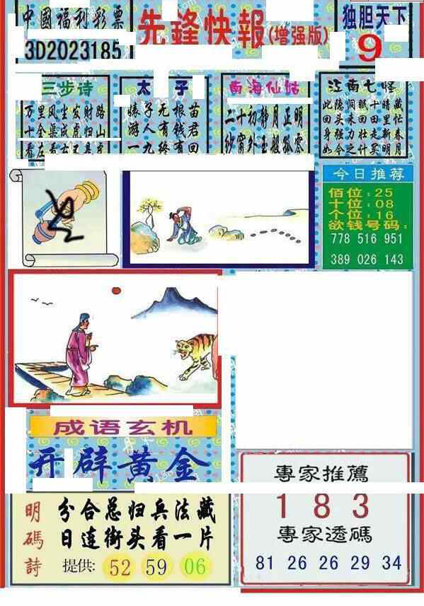 23185期: 福彩3D丹东全图分析