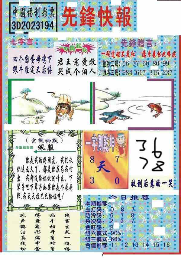 23194期: 福彩3D丹东全图分析
