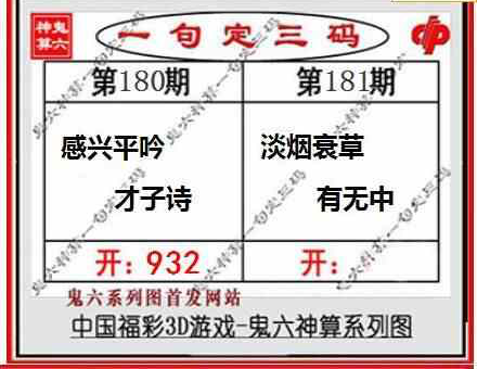 23181期: 福彩3D鬼六神算图