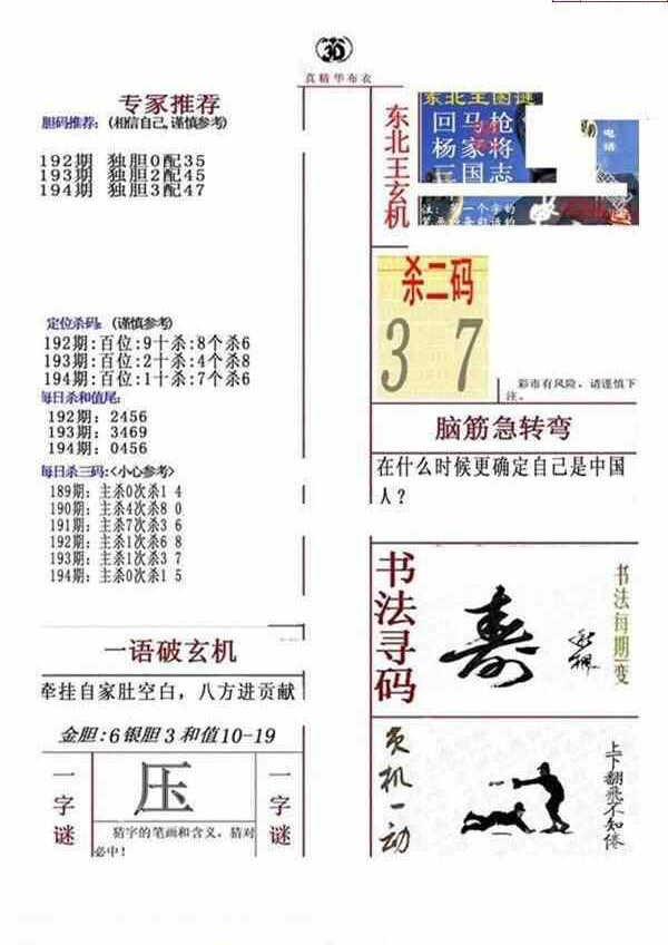 23194期: 福彩3D全套图版参考