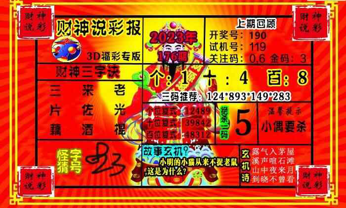 23176期: 财神说彩3D全套图版