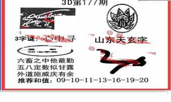 23177期: 福彩3D丹东全图分析