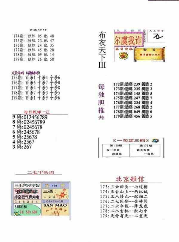 23179期: 福彩3D全套图版参考