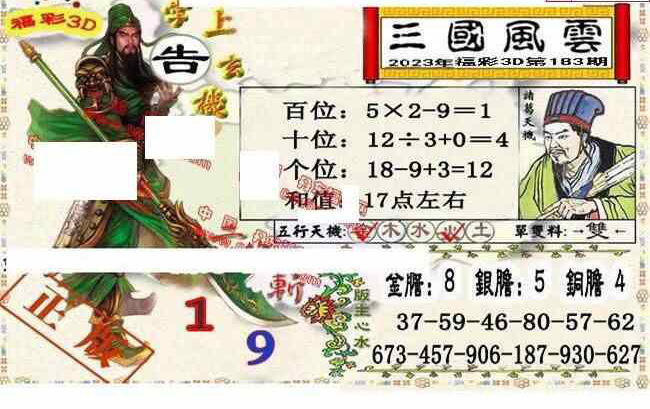 23183期: 福彩3D丹东全图分析